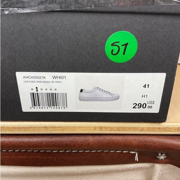 The Kooples Unisex White Leather Lace Up Sneakers‎ NIB Size FR 41/US 8 M/US 10 W